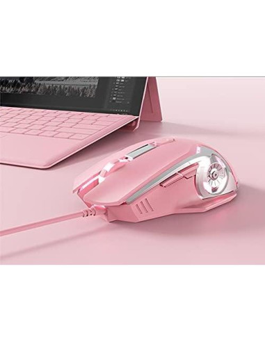 Ratón Gaming AJ120 Firstblood Rosa Ergonómico USB LED 1.7m