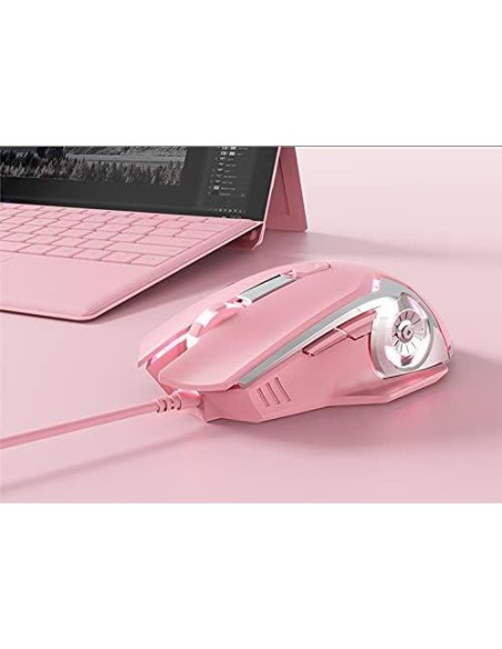 Ratón Gaming AJ120 Firstblood Rosa Ergonómico USB LED 1.7m