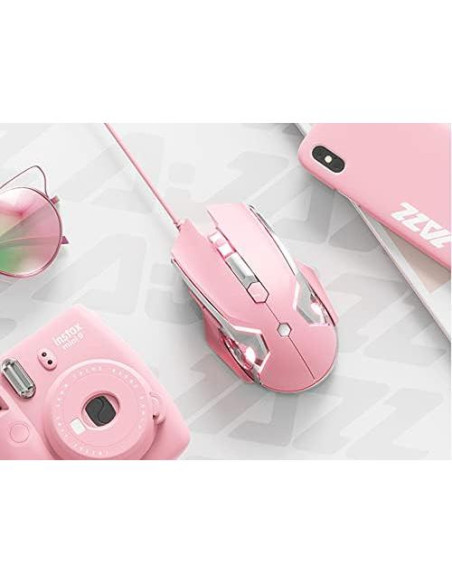 Ratón Gaming AJ120 Firstblood Rosa Ergonómico USB LED 1.7m