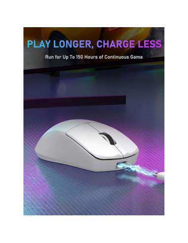 Ratón Gaming Inalámbrico E-YOOSO 4000 DPI Ergonómico Blanco