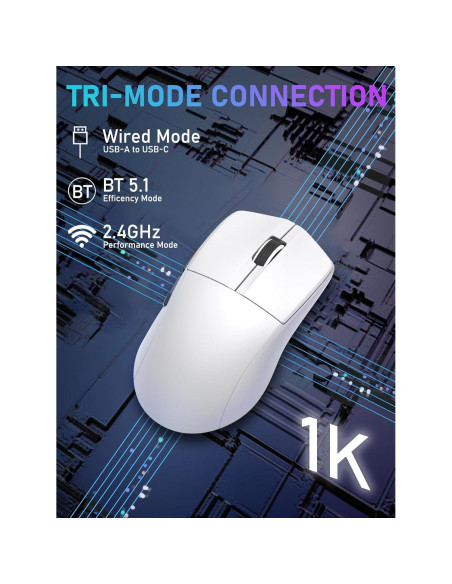 Ratón Gaming Inalámbrico E-YOOSO 4000 DPI Ergonómico Blanco