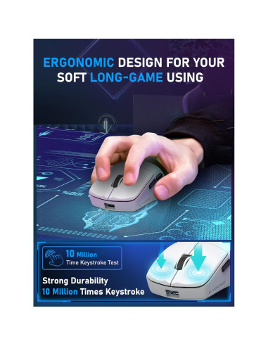 Ratón Gaming Inalámbrico E-YOOSO 4000 DPI Ergonómico Blanco
