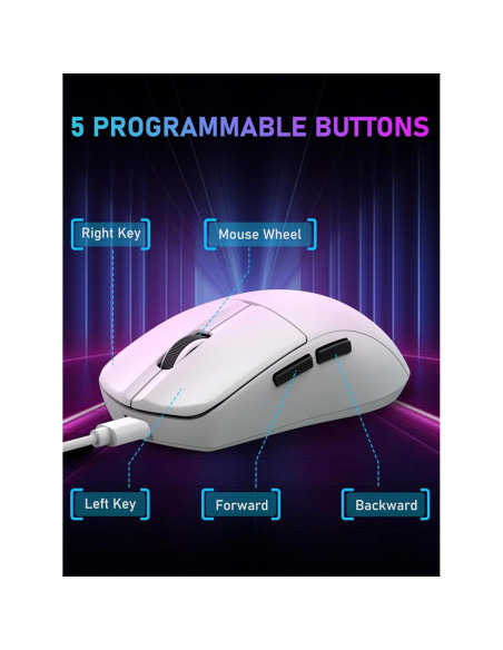 Ratón Gaming Inalámbrico E-YOOSO 4000 DPI Ergonómico Blanco