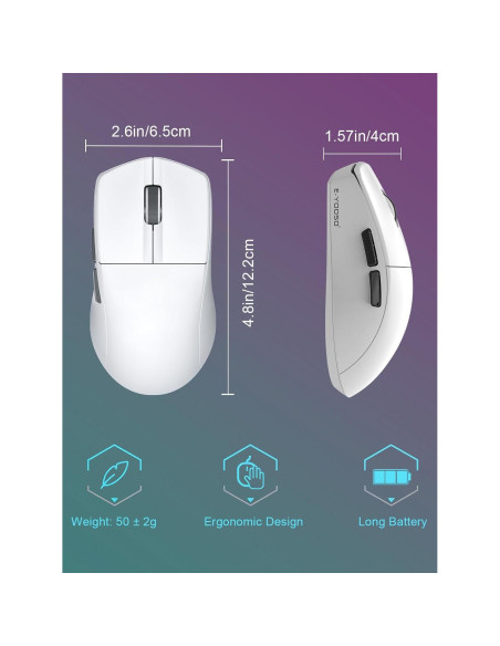 Ratón Gaming Inalámbrico E-YOOSO 4000 DPI Ergonómico Blanco
