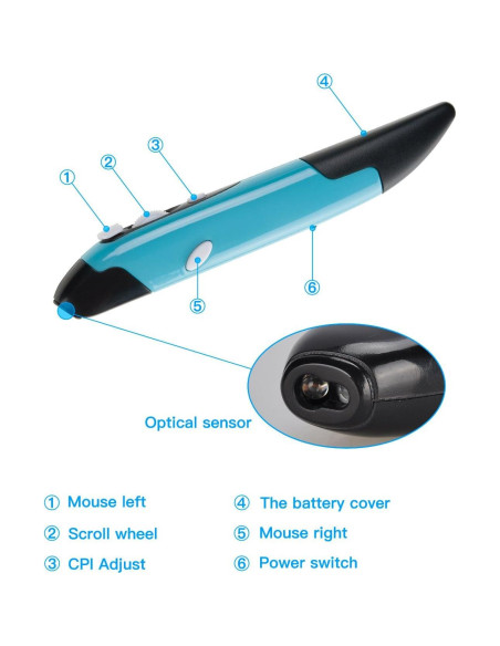 Ratón Óptico Inalámbrico Lychee Mini 800/1200/1600 DPI Azul