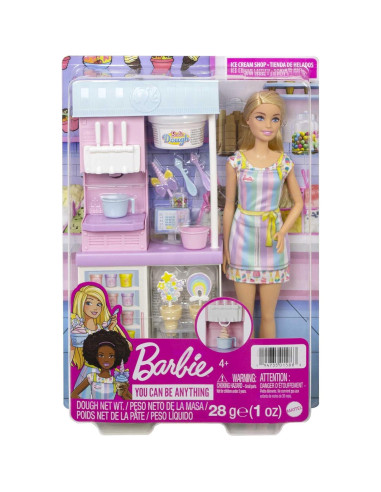 Juego de heladería Barbie con muñeca y accesorios 30.48 cm