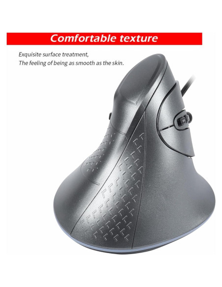 Ratón Vertical YOCUNKER USB Ergonómico 7200 DPI RGB Gris