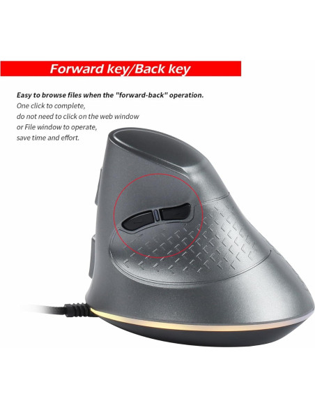 Ratón Vertical YOCUNKER USB Ergonómico 7200 DPI RGB Gris