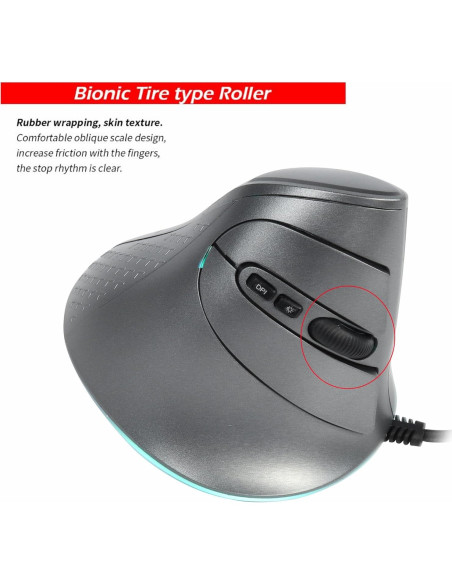 Ratón Vertical YOCUNKER USB Ergonómico 7200 DPI RGB Gris