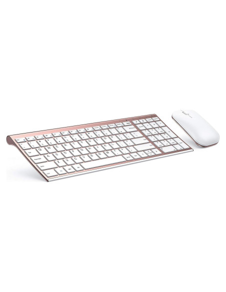 Combo Teclado y Ratón Inalámbricos Seenda Rosa Oro Slim