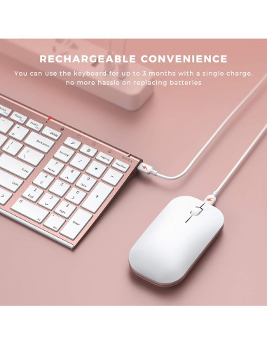 Combo Teclado y Ratón Inalámbricos Seenda Rosa Oro Slim