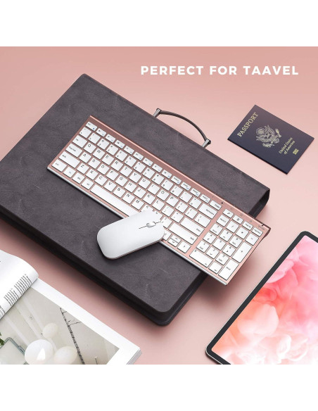 Combo Teclado y Ratón Inalámbricos Seenda Rosa Oro Slim