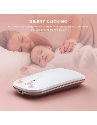 Combo Teclado y Ratón Inalámbricos Seenda Rosa Oro Slim