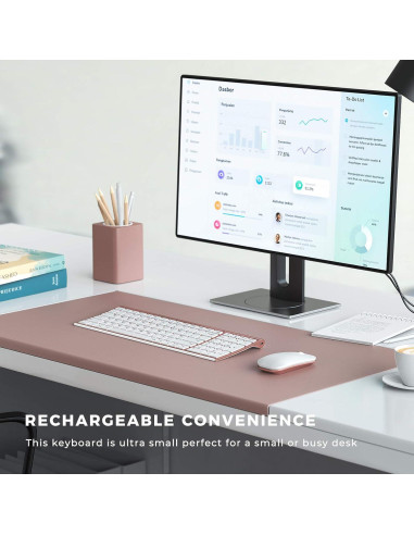 Combo Teclado y Ratón Inalámbricos Seenda Rosa Oro Slim