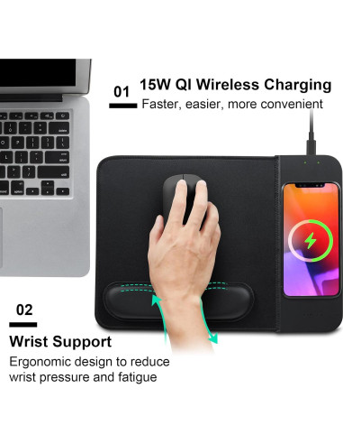 Alfombrilla de Carga Inalámbrica 15W VIVIYA con Soporte