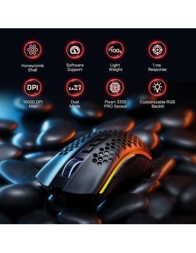Ratón Gaming Inalámbrico Redragon M808 Storm Pro RGB 16000 DPI