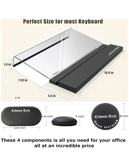 Reposamuñecas ergonómico Cebonia 4 en 1 con soporte de teclado