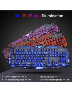 Combo Teclado Gaming Retroiluminado BlueFinger + Ratón y Auriculares LED 2
