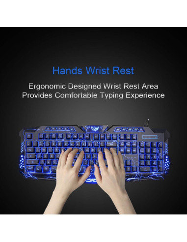 Combo Teclado Gaming Retroiluminado BlueFinger + Ratón y Auriculares LED