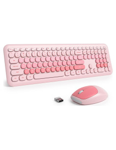 Combo Teclado y Ratón Inalámbrico Silencioso GTSP Rosa