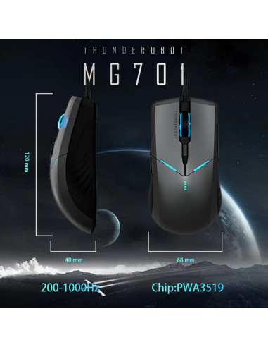 Ratón Gaming Thunderobot MG701 con Cable 4200 DPI Negro