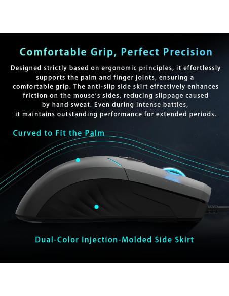 Ratón Gaming Thunderobot MG701 con Cable 4200 DPI Negro