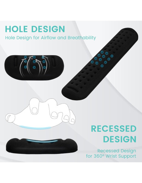 Reposamuñecas Ergonómico Tiguaim Ti-KWR01 Espuma Memoria Negro