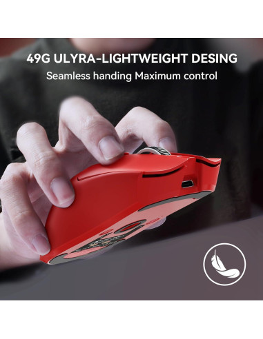 Ratón Gaming Inalámbrico MAMBASNAKE X1 RGB 40K DPI Rojo