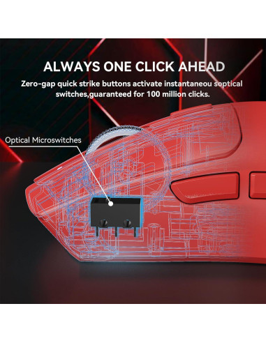 Ratón Gaming Inalámbrico MAMBASNAKE X1 RGB 40K DPI Rojo