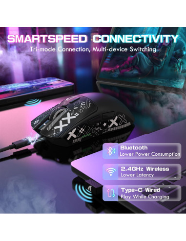 Ratón Gaming Inalámbrico ATTACK SHARK X1 40000 DPI RGB