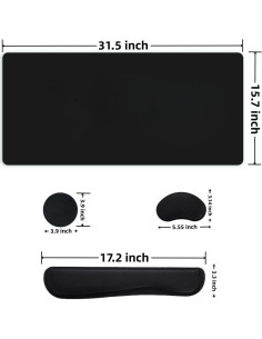 Juego de 8 Piezas Reposamuñecas Ergonómico YFLIUBAI Negro 2