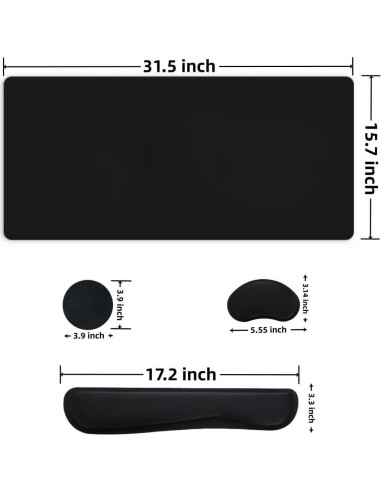 Juego de 8 Piezas Reposamuñecas Ergonómico YFLIUBAI Negro