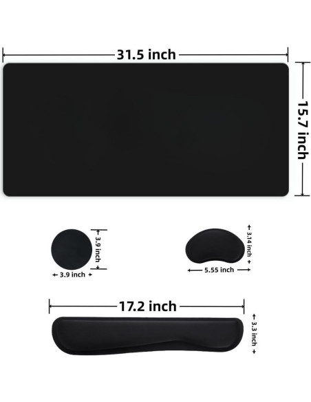 Juego de 8 Piezas Reposamuñecas Ergonómico YFLIUBAI Negro