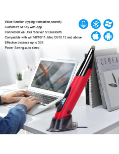 Ratón Óptico Inalámbrico Lychee Rojo con Control de Voz 2