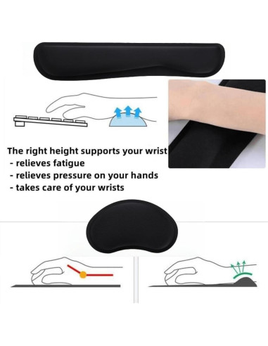 Juego de 8 Piezas Reposamuñecas Ergonómico YFLIUBAI Negro