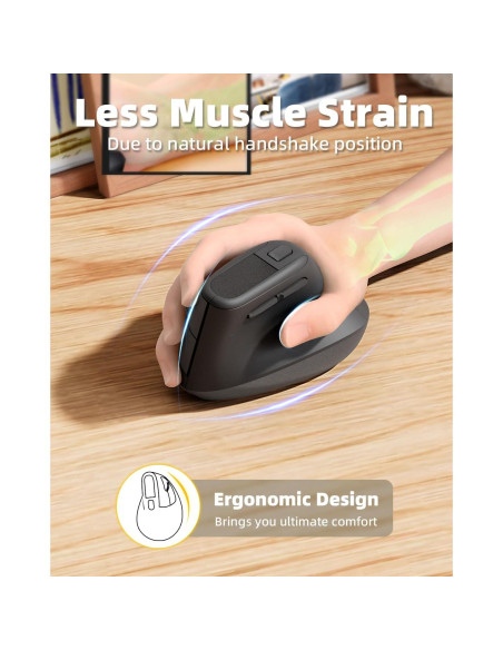 Ratón Vertical Ergonómico Zhaman Recargable USB Tipo C Negro