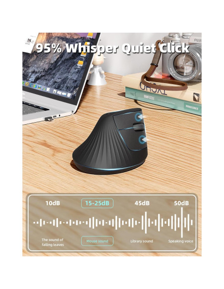 Ratón Vertical Ergonómico Zhaman Recargable USB Tipo C Negro