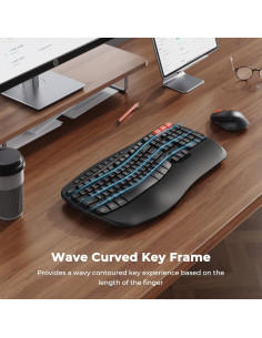 Combo Teclado y Ratón Ergonómico Inalámbrico Meetion Wave 2