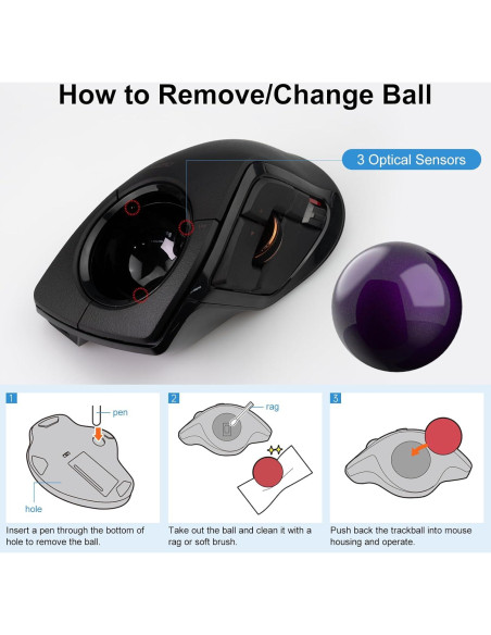 Bola de Reemplazo SANWA 44mm para Ratones Trackball Púrpura