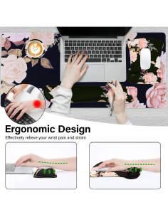 Conjunto Alfombrilla de Teclado y Ratón MOSISO Ergonómico Negro 2