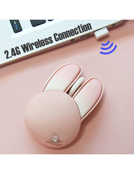 Ratón Inalámbrico Lomiluskr Conejito Rosa 1200 DPI Silencioso