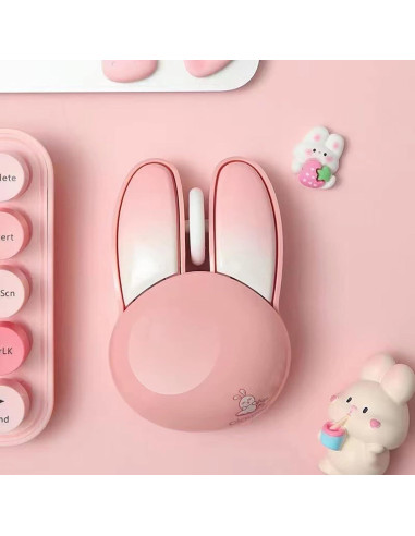 Ratón Inalámbrico Lomiluskr Conejito Rosa 1200 DPI Silencioso