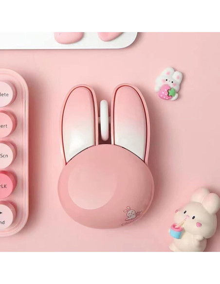 Ratón Inalámbrico Lomiluskr Conejito Rosa 1200 DPI Silencioso