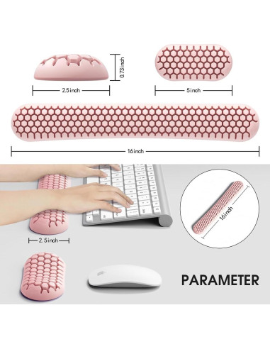 Reposamuñecas ergonómico HEWYIOS para teclado y mouse - Silicona