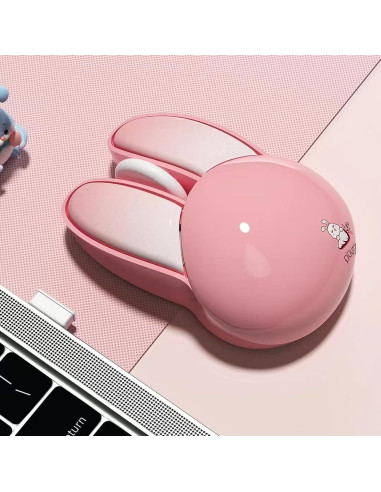 Ratón Inalámbrico Lomiluskr Conejito Rosa 1200 DPI Silencioso