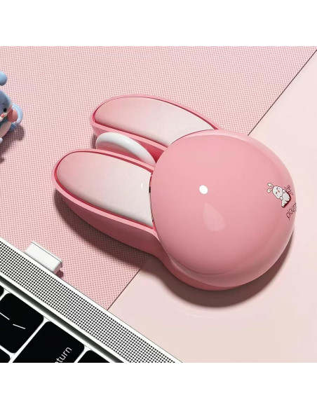 Ratón Inalámbrico Lomiluskr Conejito Rosa 1200 DPI Silencioso