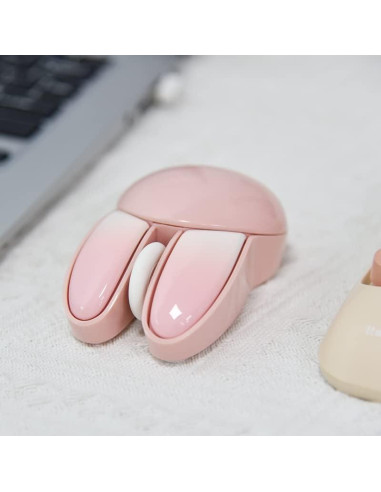 Ratón Inalámbrico Lomiluskr Conejito Rosa 1200 DPI Silencioso