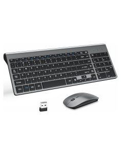 Combo Teclado y Ratón Inalámbricos MOOJAY Silencioso Gris