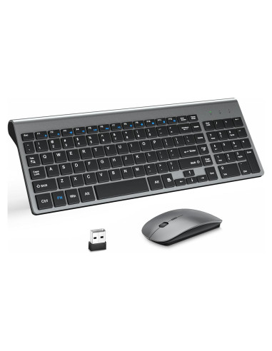 Combo Teclado y Ratón Inalámbricos MOOJAY Silencioso Gris