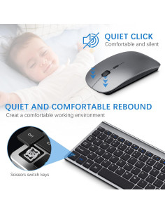 Combo Teclado y Ratón Inalámbricos MOOJAY Silencioso Gris 2